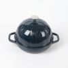 HAWOK Cast Iron Bread Cloche, Dia. 7.8inch/20cm, Sourdough Baking Pan Enameled Navy Blue
