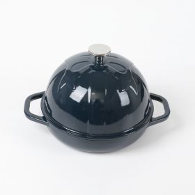 HAWOK Cast Iron Bread Cloche, Dia. 7.8inch/20cm, Sourdough Baking Pan Enameled Navy Blue