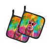 NEW Hippie Animal Pig Pair of Pot Holders Kitchen Heat Resistant Pot Holders Sets Oven Hot Pads for Cooking Baking BBQ, 7 1/2 x 7 1/2